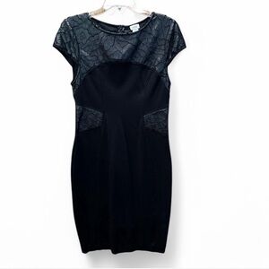 Black Cache bodycon dress with lace detailing size 10